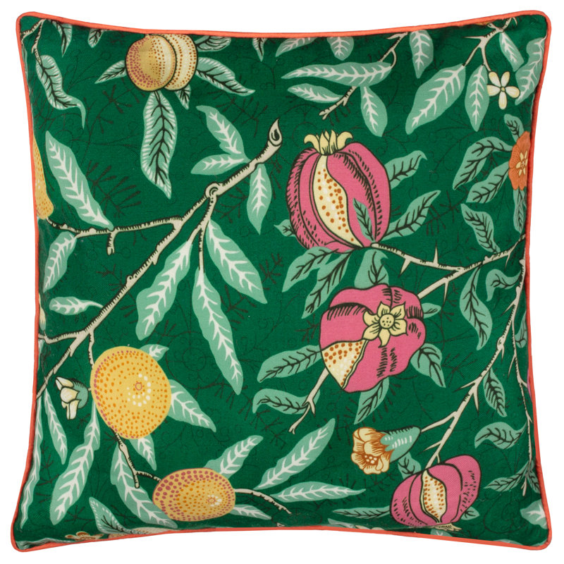 Fruits Indoor / Outdoor Abstract Square Throw Cushion, Green/Orange