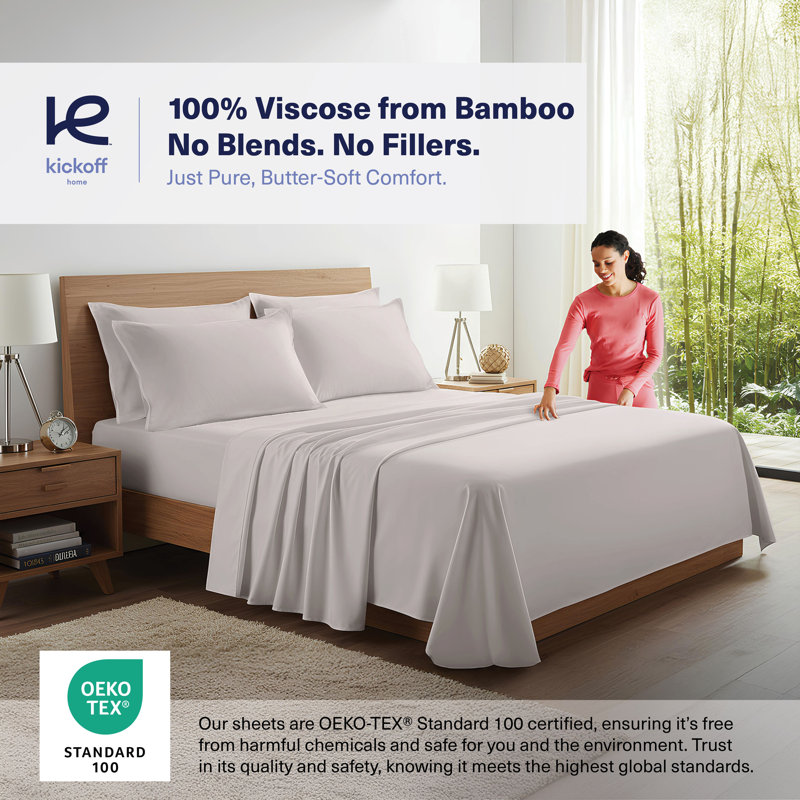 100% Organic Viscose From Bamboo Sheets Set, 300 Thread Count, 3-pc Set, Luxury Cooling Sheets, Deep Pockets - Gift-Ready Packaging, Twin Size (Cloud)