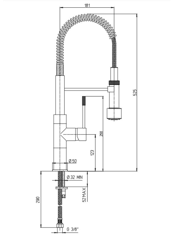 Piralla Cox Pull Down Kitchen Faucet, Brushed Nickel