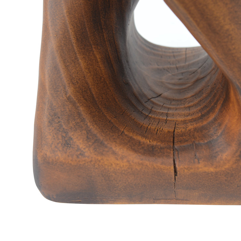 Contemporary Spiral-Design Accent Table with Woodgrain Finish for Indoor & Outdoor Use, AntiqueBrown