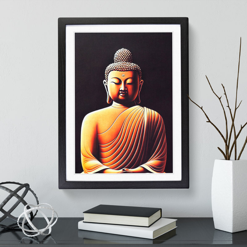 Vibrant Buddha - Single Picture Frame Print, Black , 34cm H x 25cm W x 2cm D