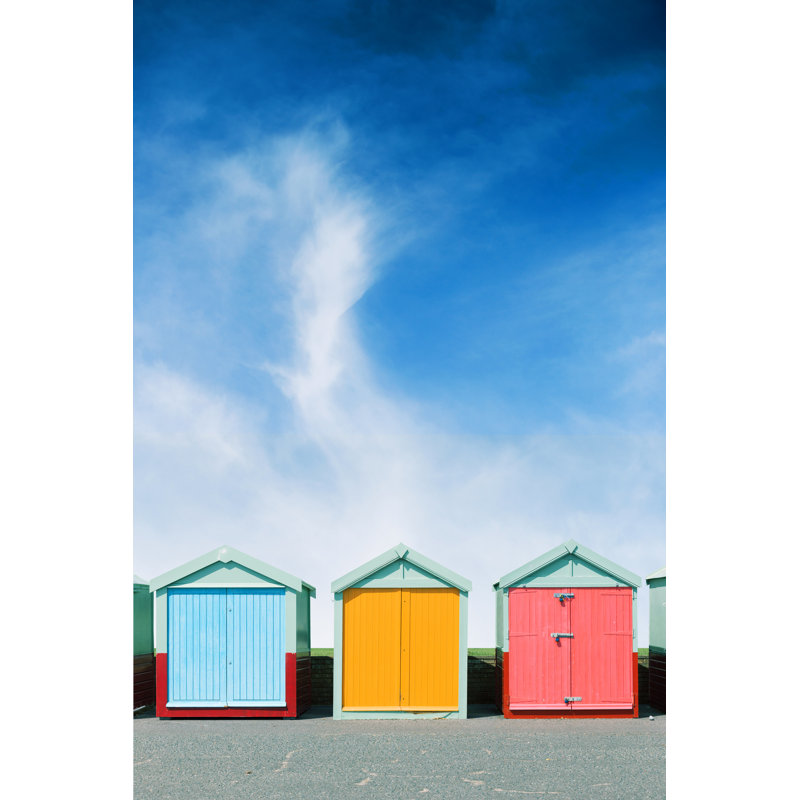 Colourful Beach Huts - Wrapped Canvas Print, 122cm H x 81cm W