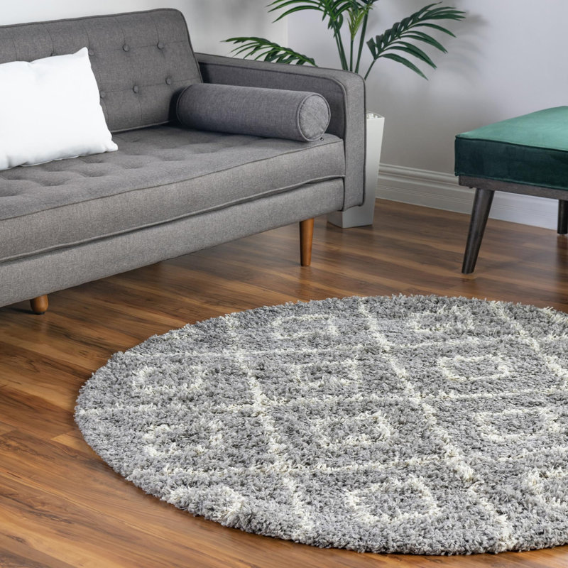Tapis à poils longs gris Foundry Select, Rond 7 pi 10 po