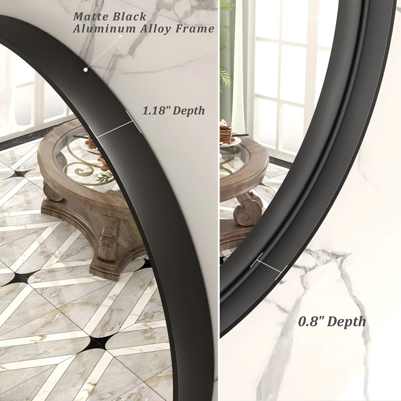 Miroir de salle de bain Aevar , Noir mat, 30 po x 30 po