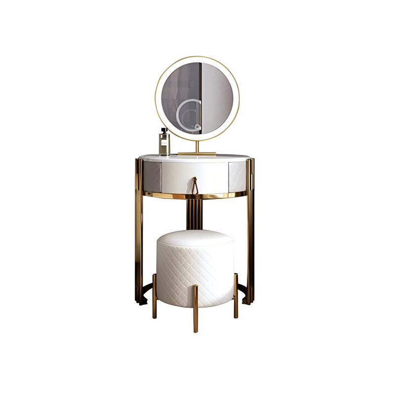 23.62"Modern White Vanity With a Makeup Stool and Mirror