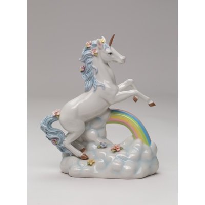 Fine Porcelain Unicorn Over the Rainbow Musical Figurine 