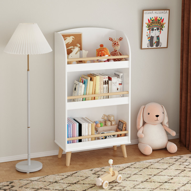 Bibliothèque pour enfants, bibliothèque à 3 niveaux, organisateur de livres, armoire de rangement pour jouets, blanc