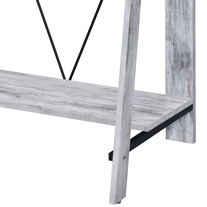 Nypho Antique White& Black Finish Writing Desk, Gray/Black
