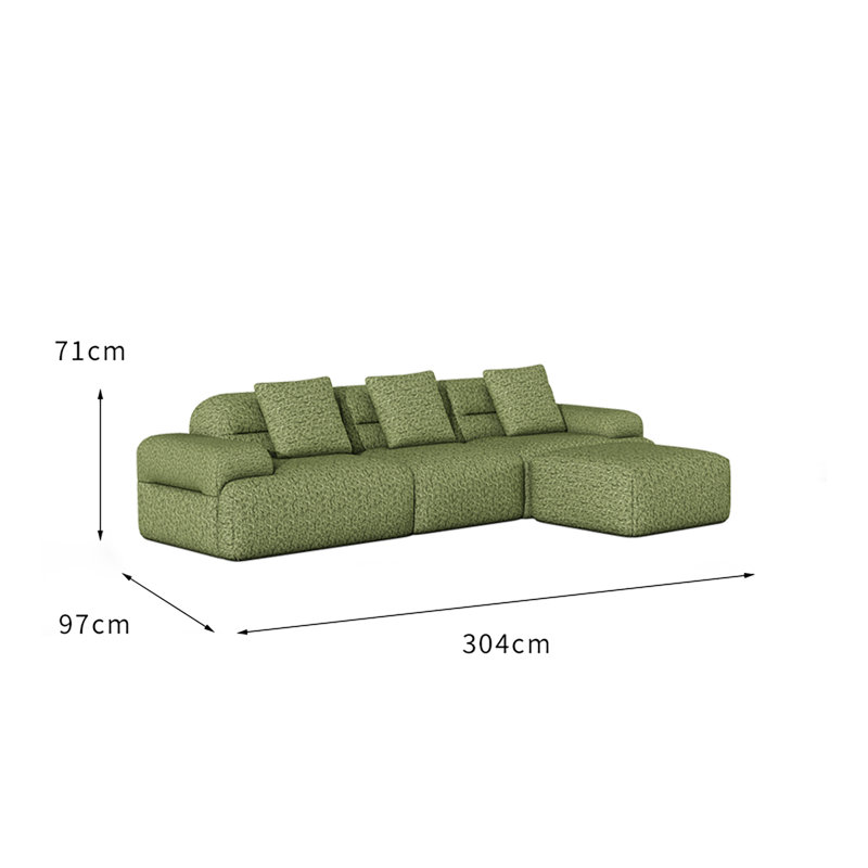 Canapé d'angle moderne à compression, canapé en velours côtelé vert noirâtre en forme de L pour la maison, Green