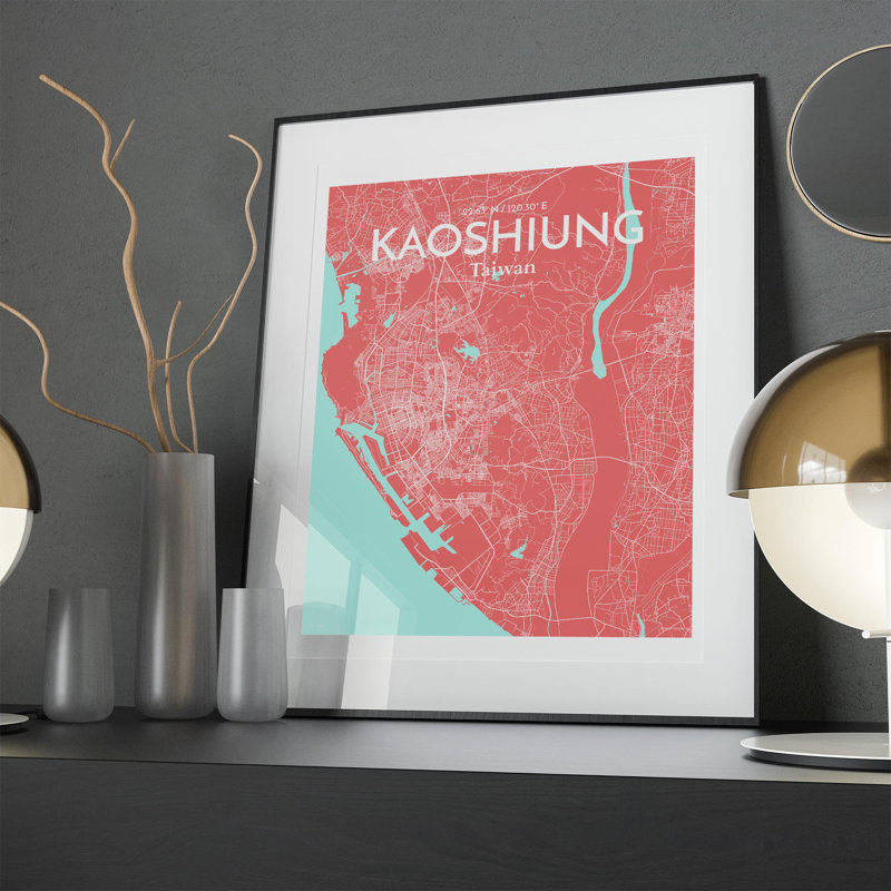 Kaoshiung City Map In Maritime - No Frame Print, 20cm H x 16cm W x 0.05cm D