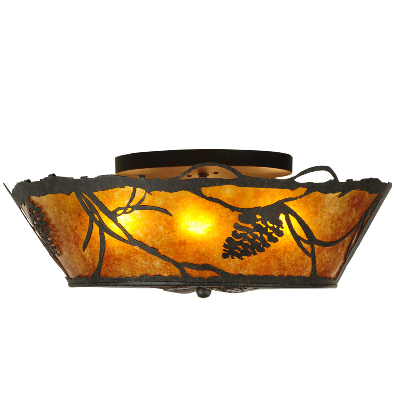 4 - Light Semi Flush Mount, Amber