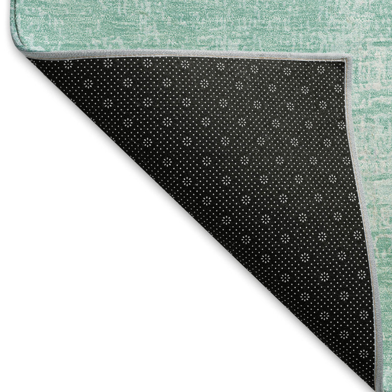 Tapis turquoise Prisco lavable à la machine de qualité supérieure, Rectangulaire 3 pi x 5 pi