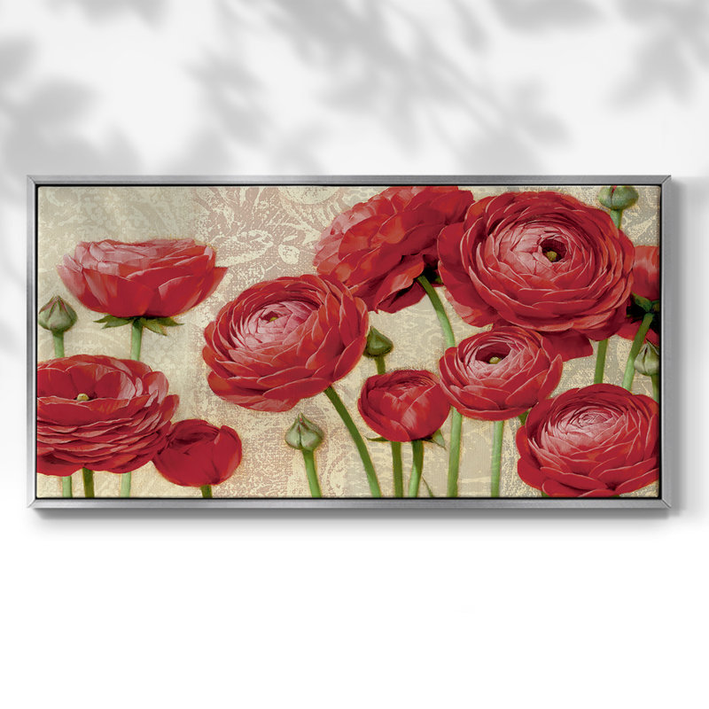 Red Serenity and Lace II - Toile tendue avec châssis tendue, prête à accrocher, H 17 po x l 33 po, Argent argent