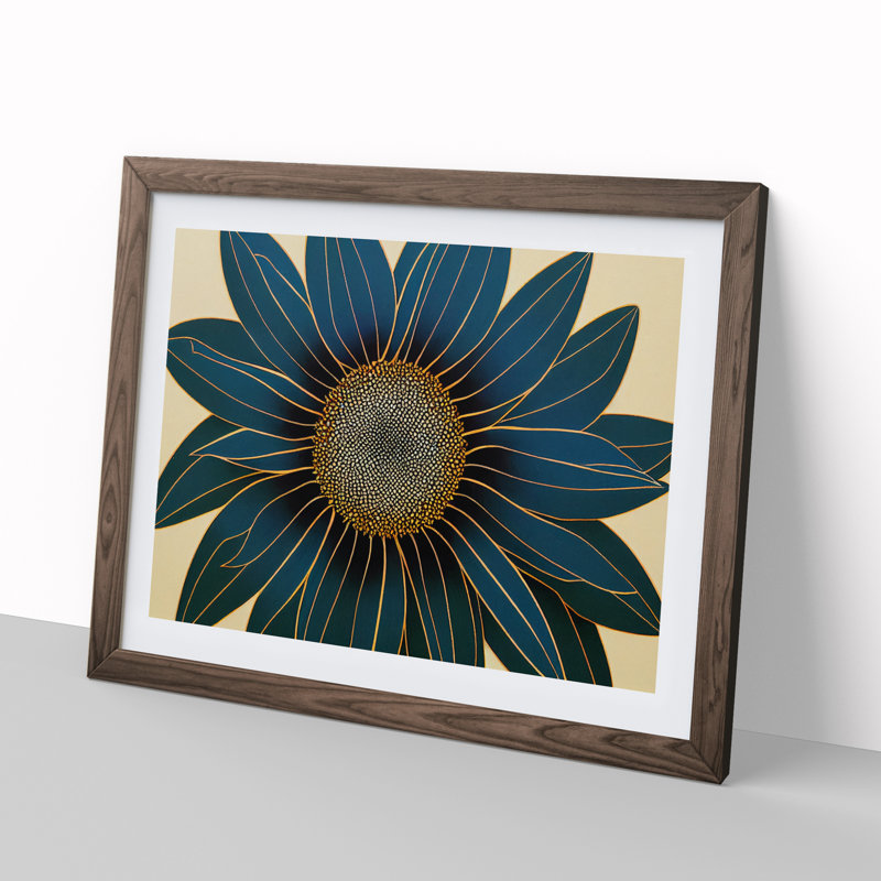 Extravagant Flower - Single Picture Frame Print, 34cm H x 46cm W x 2cm D, Walnut Framed