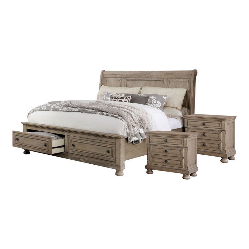 Ensemble de chambre à coucher Ikko, Très grand, 3 pièces: lit, table de chevet, commode