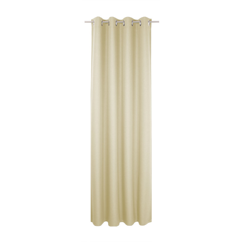 Kyrstan Synthetic Eyelet Single Curtain Panel, blackout, 132cm Width x 255cm Drop, Beige