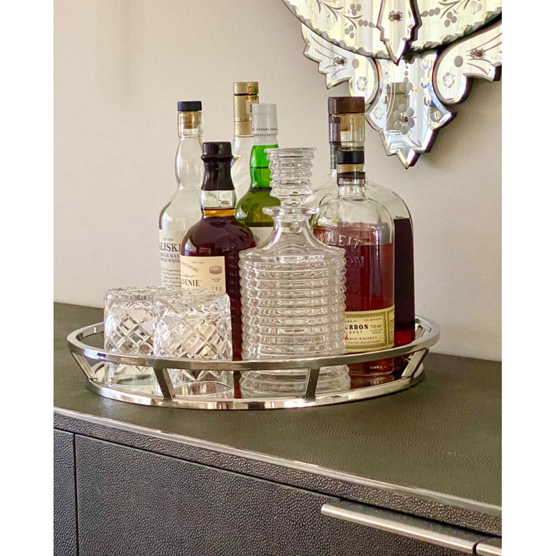 Plateau de service en miroir Coward, H 2 po x l 16,5 po x P 16,5 po