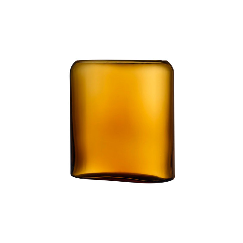 Layers 12.8" Lead Free Crystal Table Vase, 10.87" H x 10.28" W x 10.28" D, Amber
