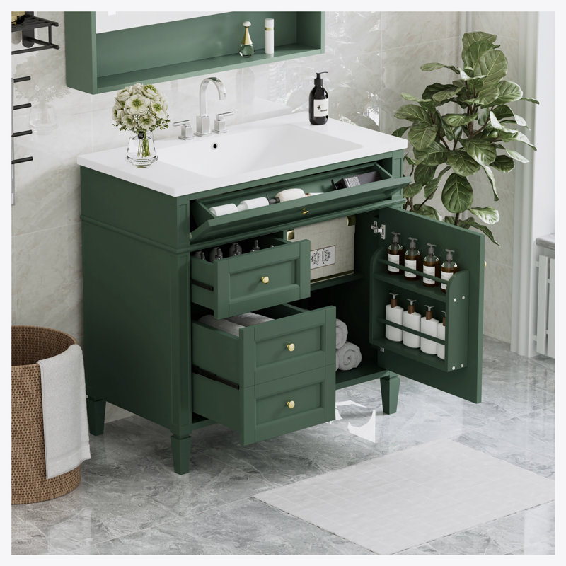 Meuble-lavabo moderne 36 po avec lavabo supérieur