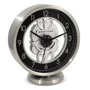 Westclox 6.5" Brushed Metal Gear Analog Quartz Table Clock