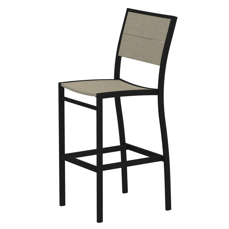 Chaise d'appoint de bar POLYWOOD Surf City, Noir texturé / Château de sable