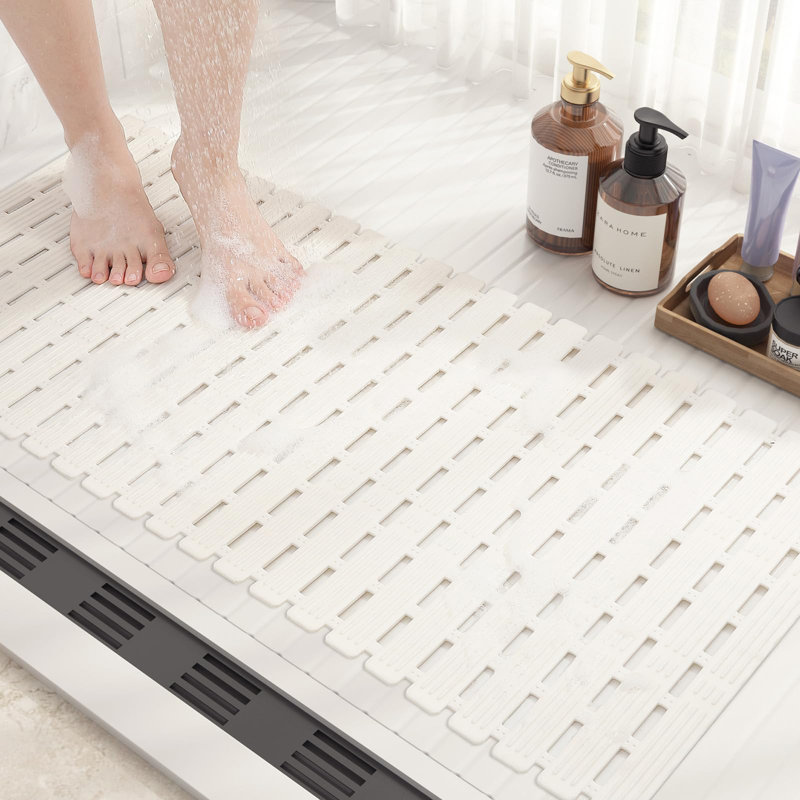 Tapis de bain, L 16 po x L 36 po, Blanc