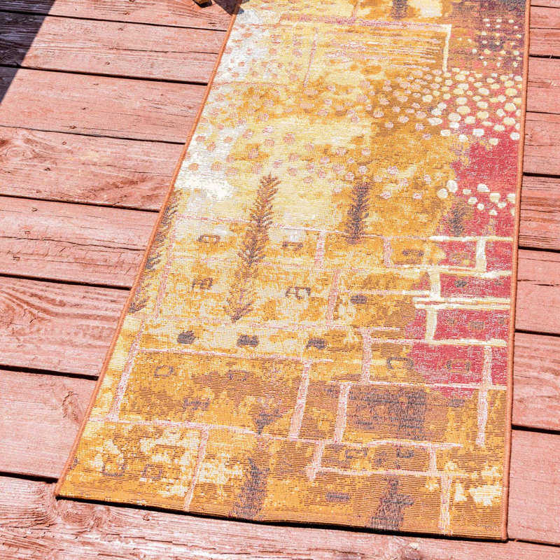 Dimond Washable Abstract Indoor / Outdoor Rug, Runner 2'7" x 12'