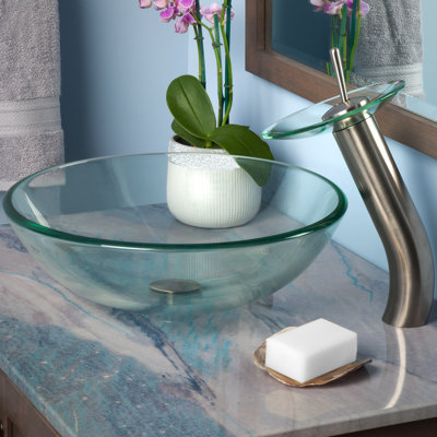 Lavabo de salle de bain vasque circulaire en verre avec robinet Bonificare