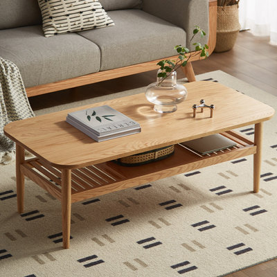 Solid Wood Coffee Table Made of North American Oak Elegant Design for Living Room Natural Finish Sturdy Construction Modern Style Perfect for Home Decor