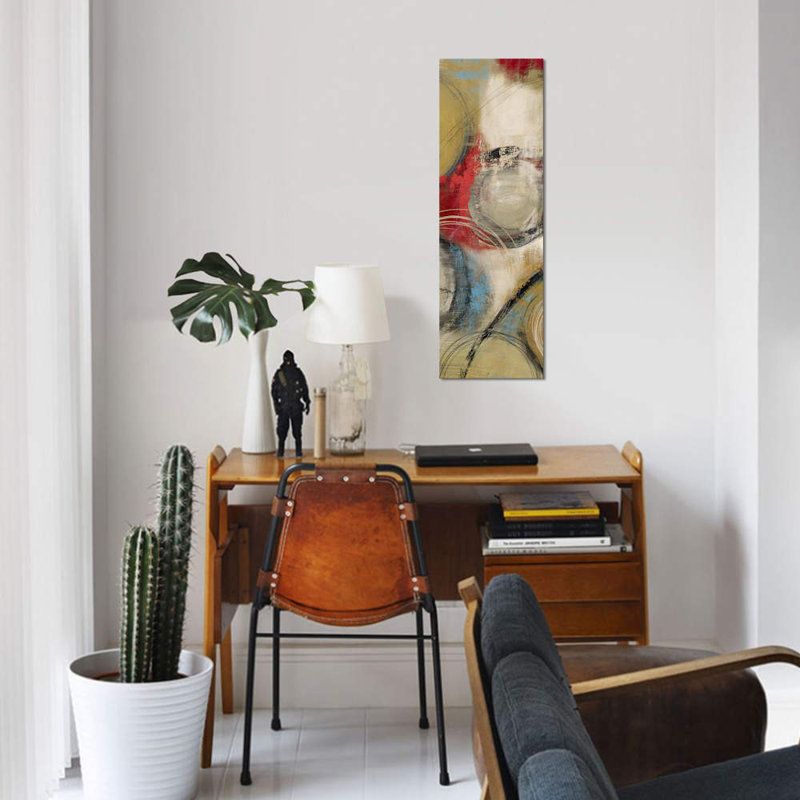 «Elemental Circles II» par Tom Reeves, impression sur toile tendue, H 48 po x l 16 po x P 1,5 po, Cadre noir