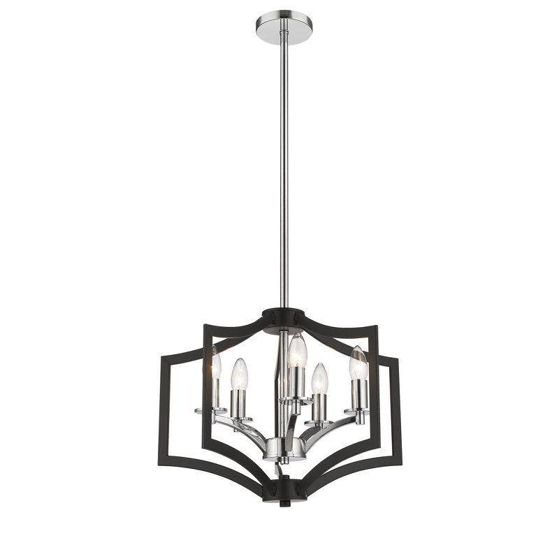 Modern 5-Light Black And Chrome Metal Pendant