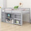 Lit mezzanine pour enfants avec tiroir, tablettes, bureau coulissant et garde-corps-129171300