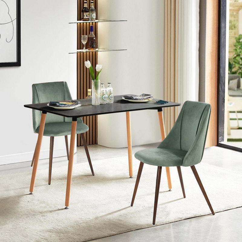 Mishoe Four Leg Dining Set, Cactus, 3 Piece Dining Set, Black