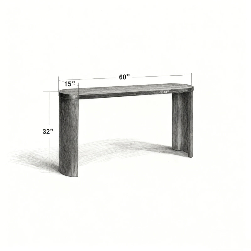 60'' Thick Top Entryway Table, Black