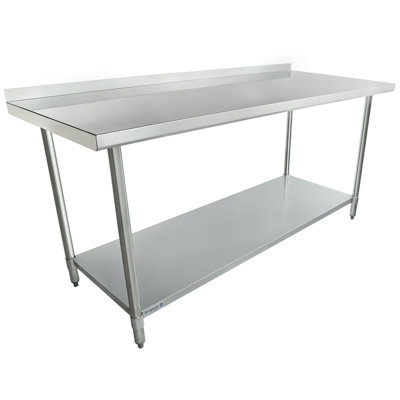 EMPURA 48" x 30" Stainless Steel Work Table | Commercial Utility Prep Workstation for Laundry Garage | 500 lb Capacity, Galvanized Undershelf Legs, 2" Backsplash, 48"W x 30"D x 35"H, 18 Gauge, NSF