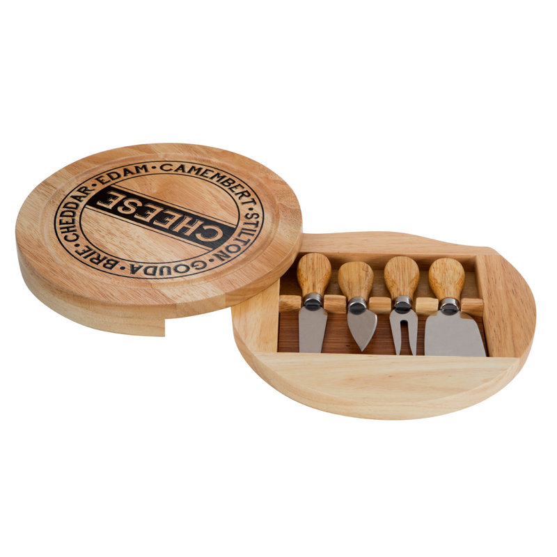 5 Piece Knife Cheese Storage Board Set