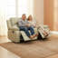 Causeuse en cuir recyclé beige - Canapé de salon à 2 places avec cuir respirant d'aspect peau, structure en bois massif, double ressort et éponge haute densité, fauteuil inclinable réglable (110 à 115 °) avec compartiment de rangement et porte-gobelet, support lombaire ergonomique