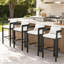 Tabouret de comptoir d'extérieur en aluminium, chaise de bar, structure noire avec coussin gris, ensemble de 4