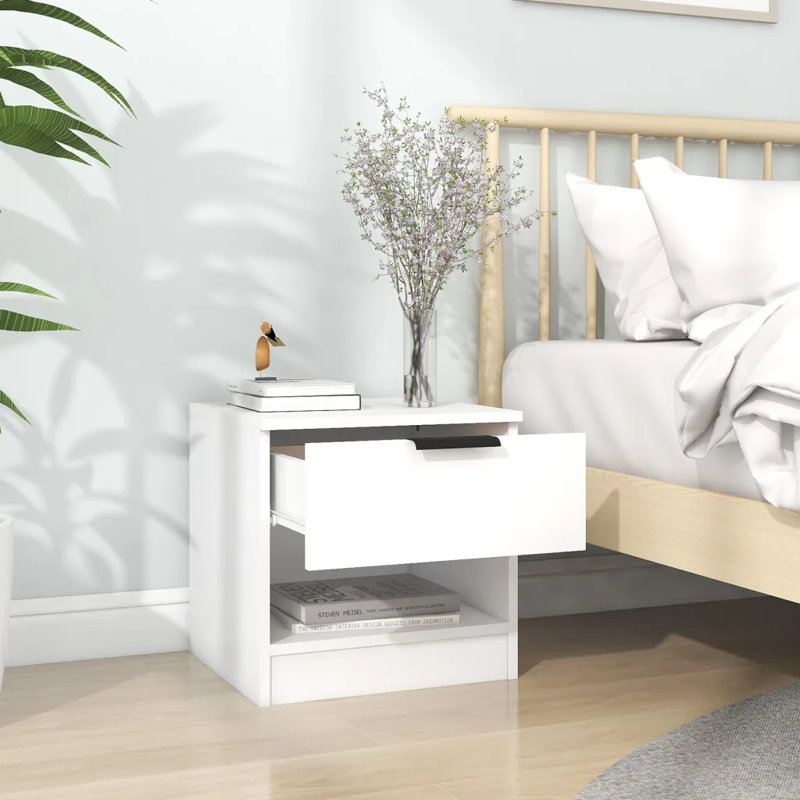 Jaramiah 40cm W Solid Wood Bedside Table, White