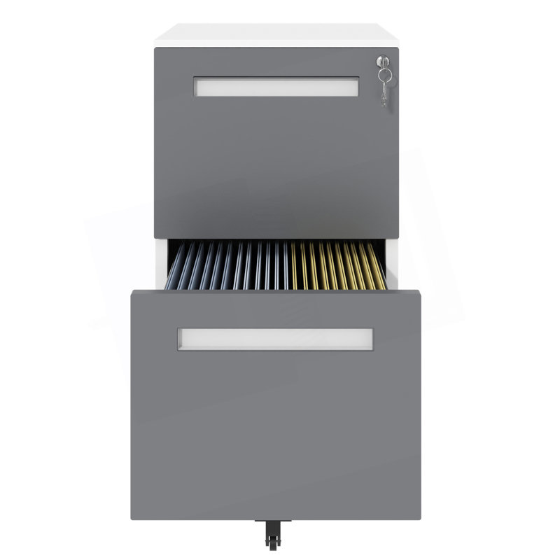 2-Drawer Mobile File Cabinet With Lock, All-Steel Metal Storage Cabinet On 360° Wheels
