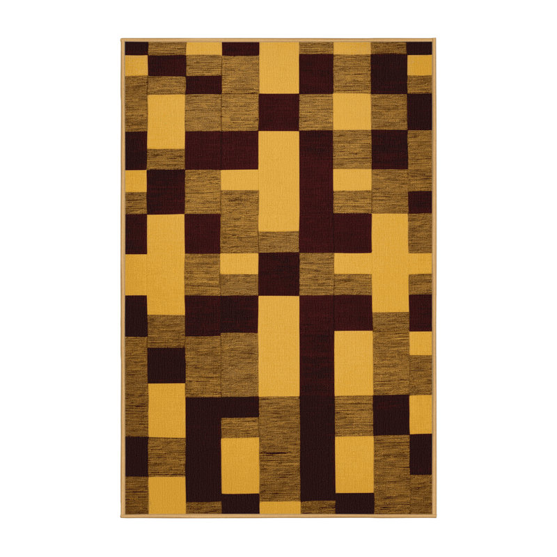 Tapis botanique brun lavable à la machine, Rectangle 6 pi x 9 pi