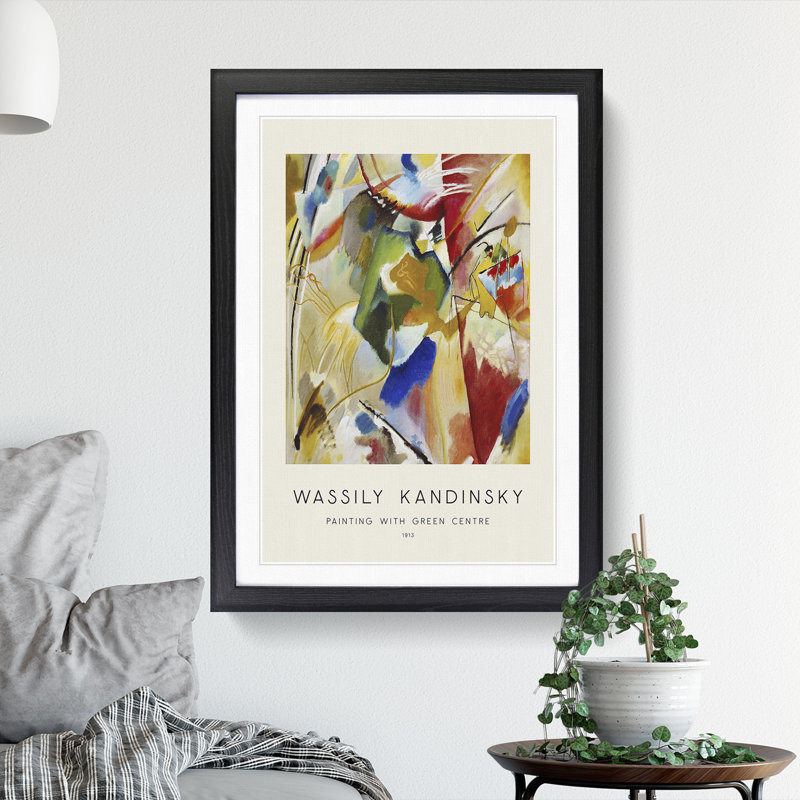 Green Center by Wassily Kandinsky - Single Picture Frame Print, 48cm H x 36cm W x 2cm D, Black Framed