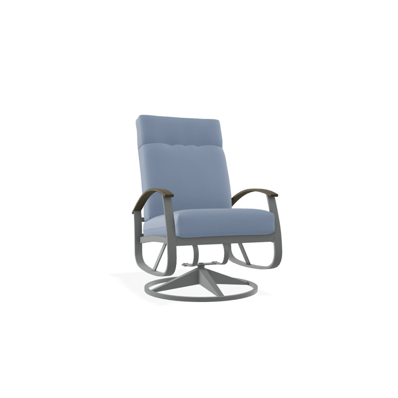 Chaise berçante pivotante réglable avec coussins Askar, Ciel 42A, Bois de plage P40, Graphite texturé