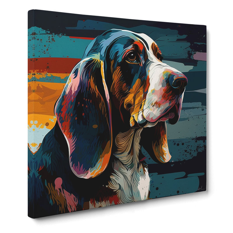 Basset Hound Expressionism - Wrapped Canvas, 35cm H x 35cm W x 3cm D