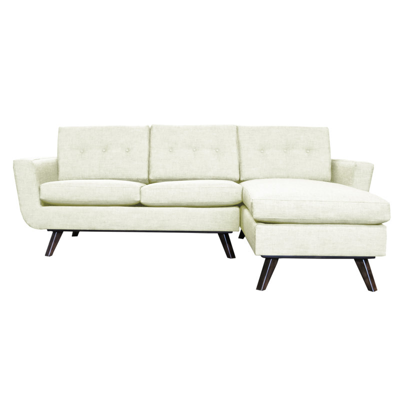 Callie Upholstered L-Shaped Sectional, Marlow Burlap, Walnut, Right Hand Facing