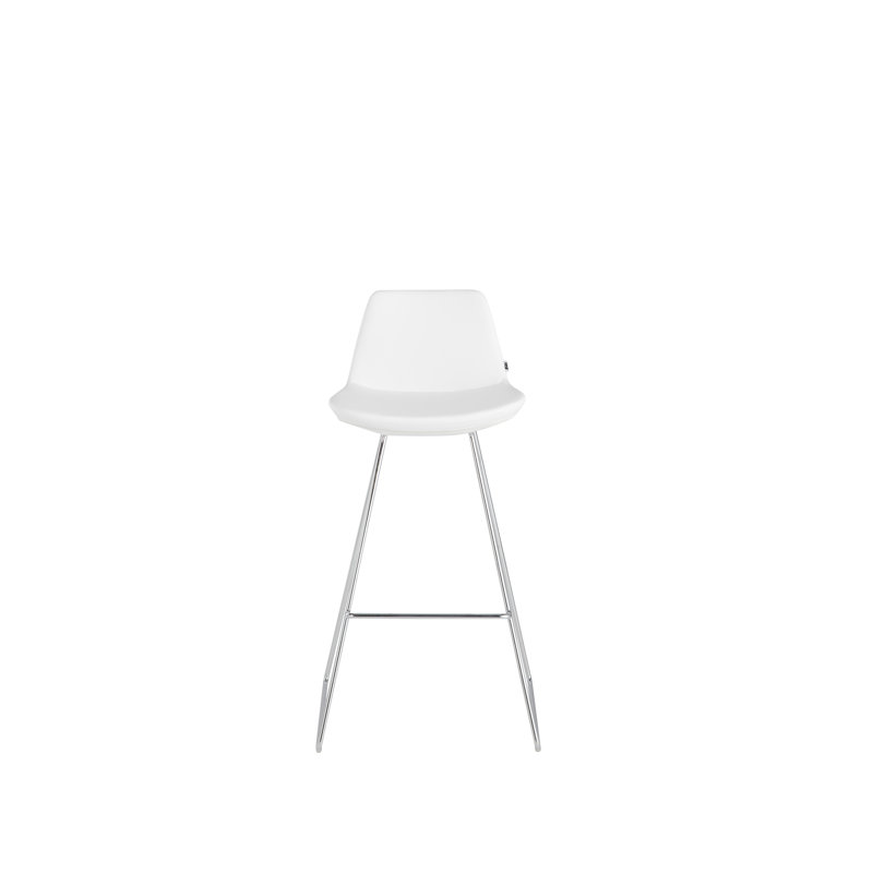 Tabouret de bar et de comptoir Fechteler, Blanc, Chrome, Tabouret de bar (siège d'une hauteur de 29 po)
