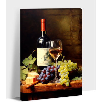 Grande affiche de peinture de vin et de fromage Adriany, reproduction d'art sur toile pour la salle à manger