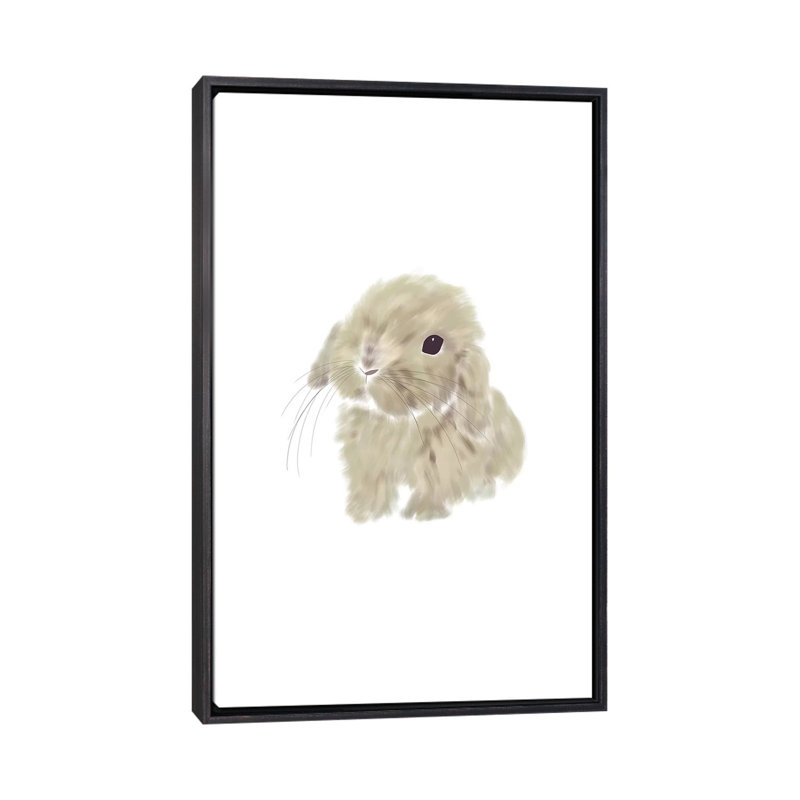 Décoration murale bébé lapin, H 26 po x l 18 po x 1,5 po, Toile avec cadre noir patiné