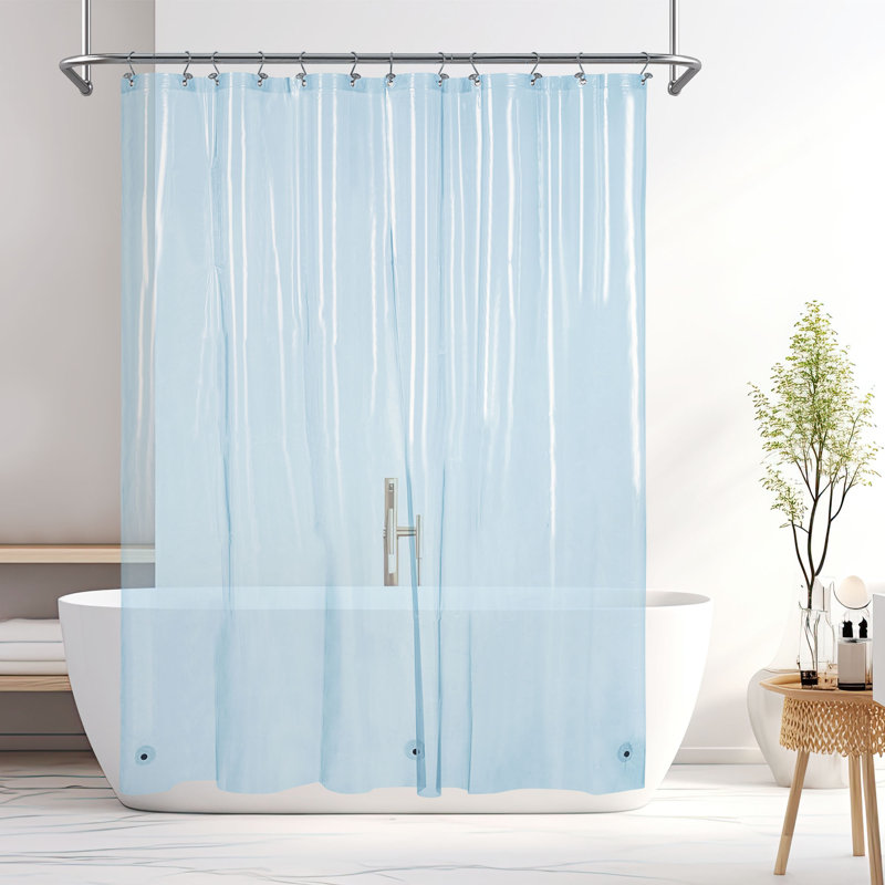 Doublure de rideau de douche imperméable légère en PEVA, Bleu clair, H 72 po x l 72 po