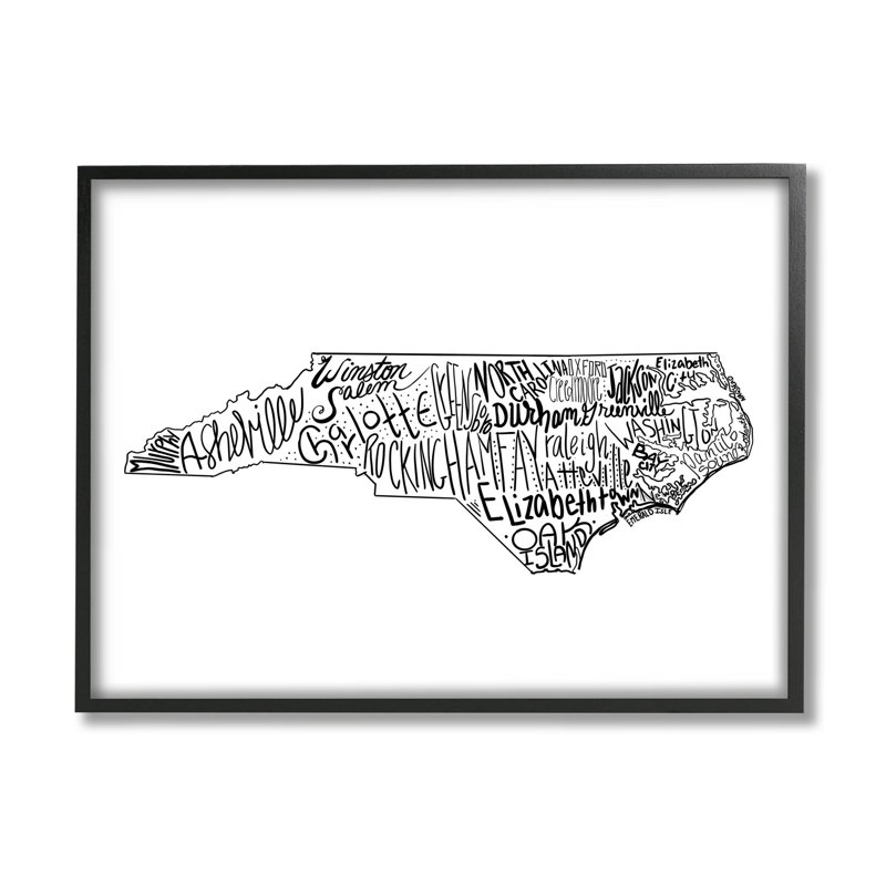 Art mural texturé giclée de North Carolina State par le samedi soir, Giclée encadrée noir minuit
